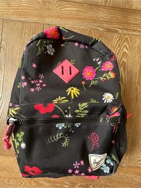 Herschel Supply Company Kids Black Floral Backpack with Pink Accents